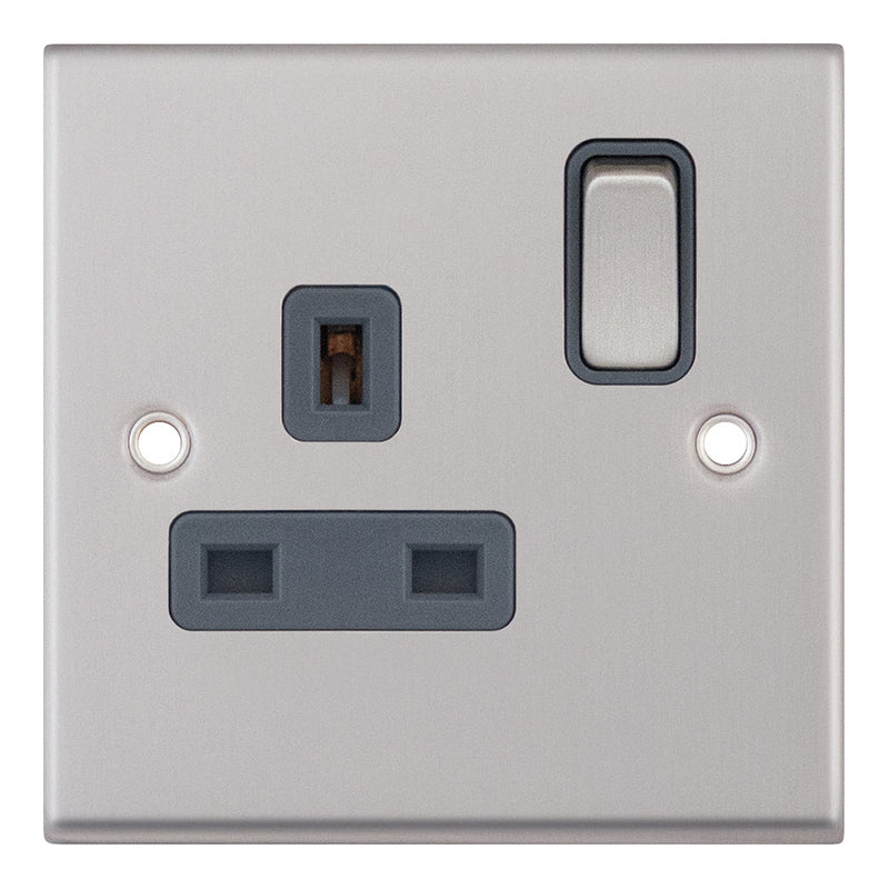 13A 1G Switched Socket Grey