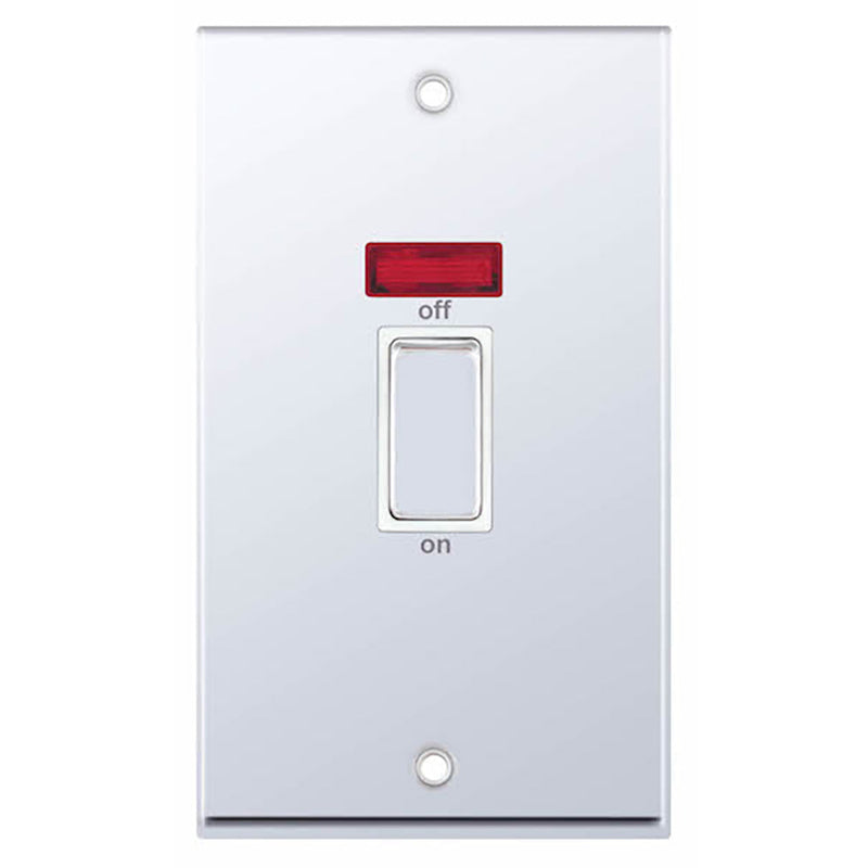 45 Amp DP Switch with Neon – 2 Gang Plate
