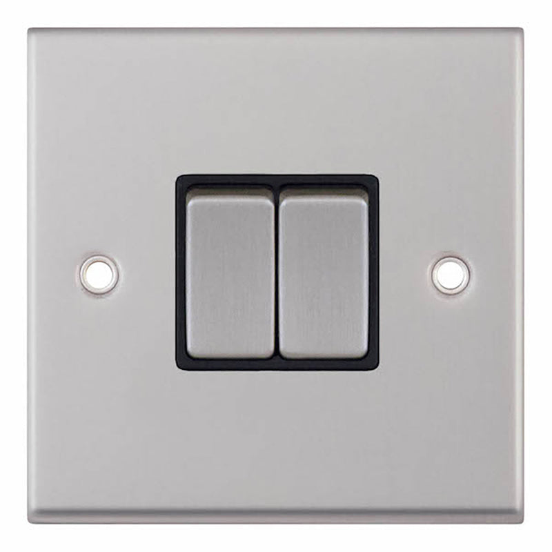 10 Amp Plate Switch – 2 Gang 2 Way Black