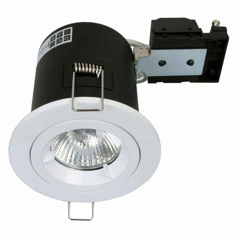 Fire Stop 240v GU10 Fixed Fire Rated Downlight C/w Lamp - White