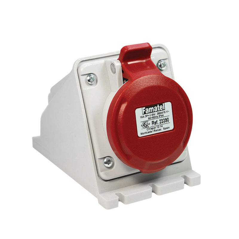 16A 415V 2P+E Red BS4343 IP44 Weatherproof Industrial Surface Socket