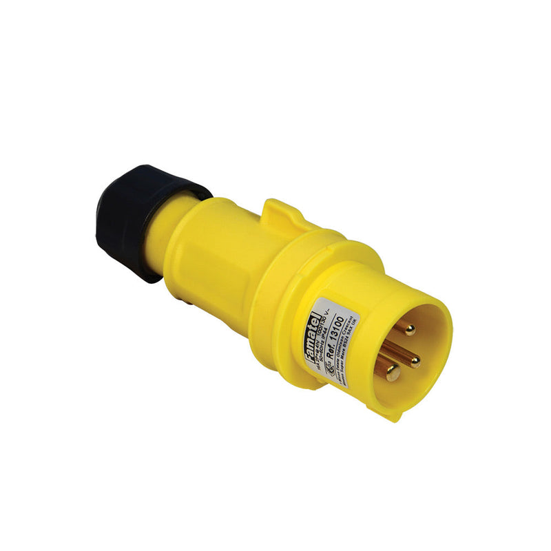 Famatel 16A 110V 2P+E Yellow BS4343 IP44 Weatherproof Outdoor Industrial Plug