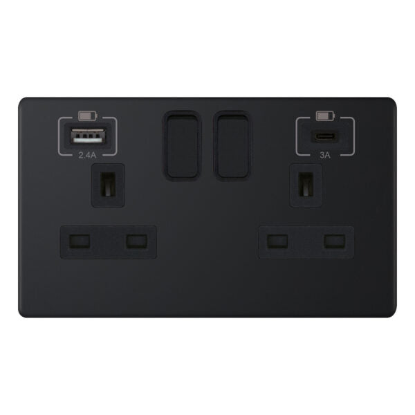 13A 2 Gang USB-C Switched Socket