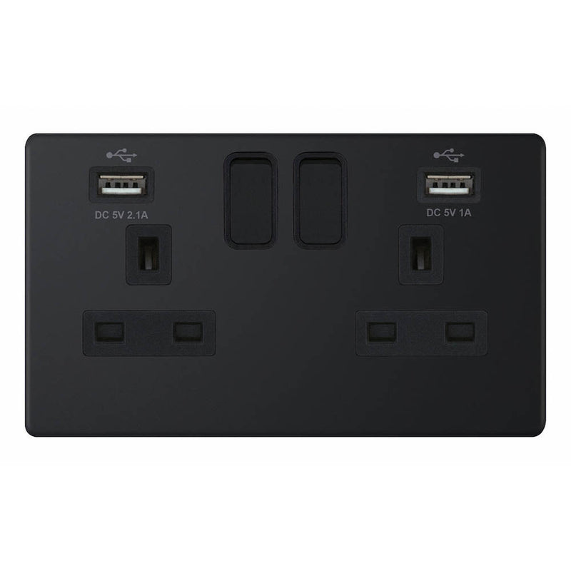 13A 2 Gang USB Switched Socket