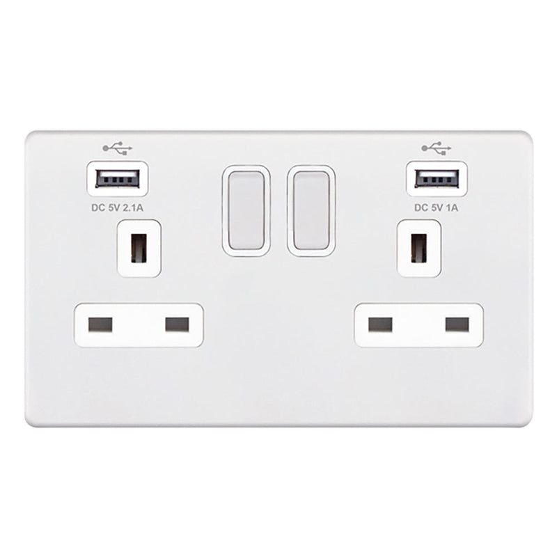 13A 2 Gang USB Switched Socket