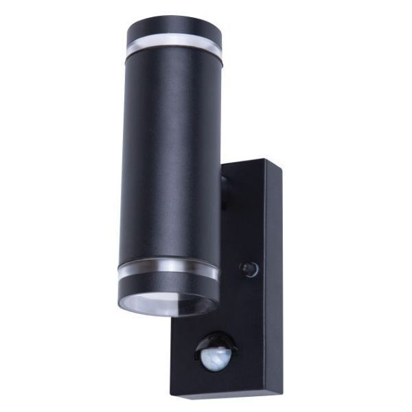 PIR Up and Down Wall Light - Black