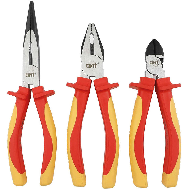 Avit 3 Piece Electricians Insulated VDE Pliers Set