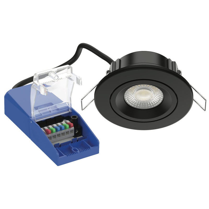 PushGlo PRO CCT Duo Wattage Tilt Fire Rated Downlight - Matt Black