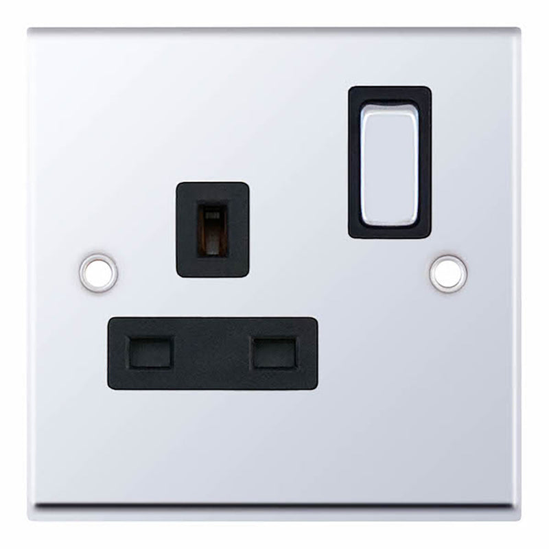 1 Gang 13 Amp Socket DP – Switched Black