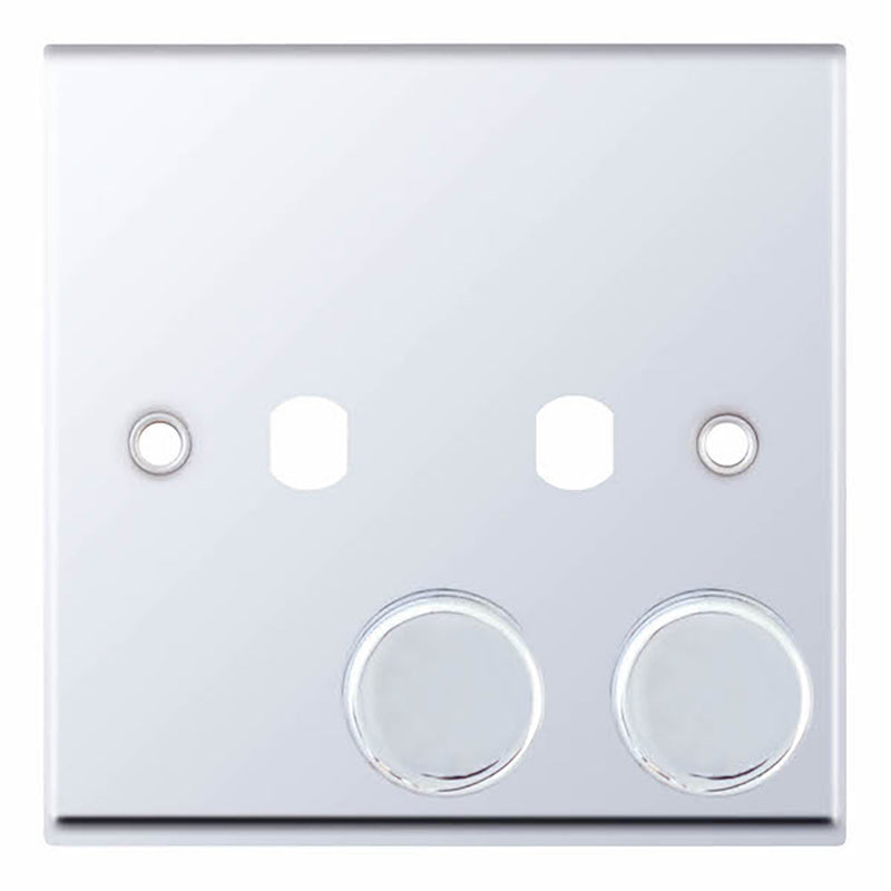 2 Aperture Empty Dimmer Plate with Knobs – Polished Chrome