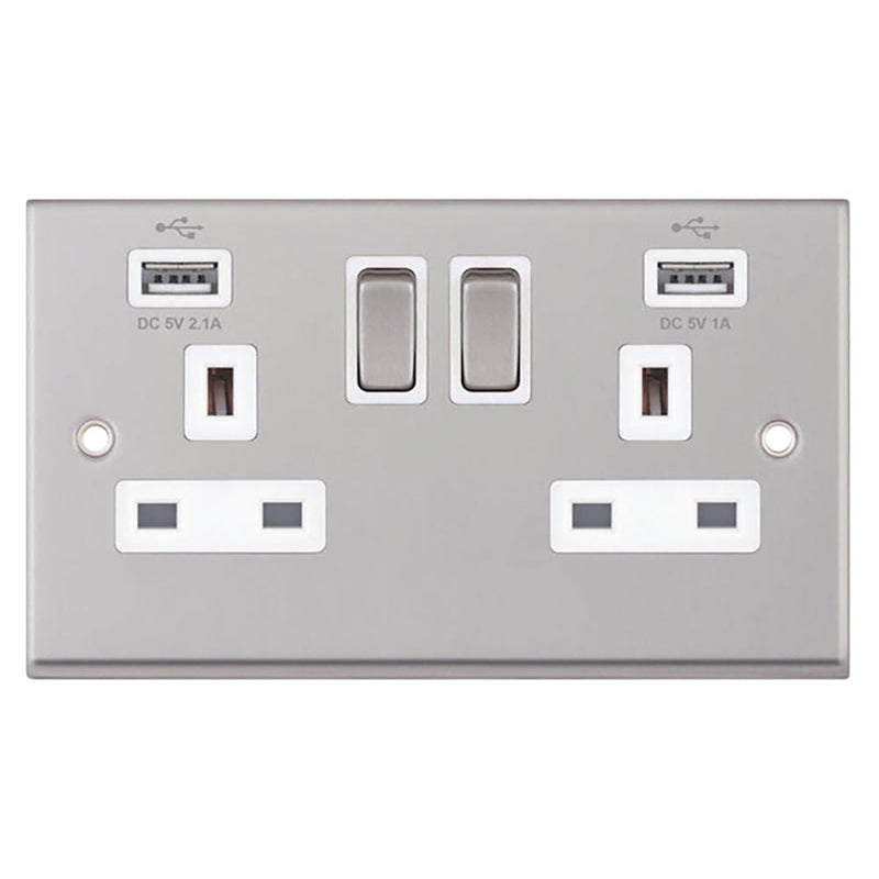 2 Gang USB-C Switched Socket White