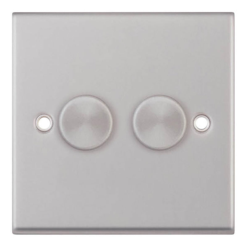 Satin Chrome 2 Gang 2 Way Dimmer Switch