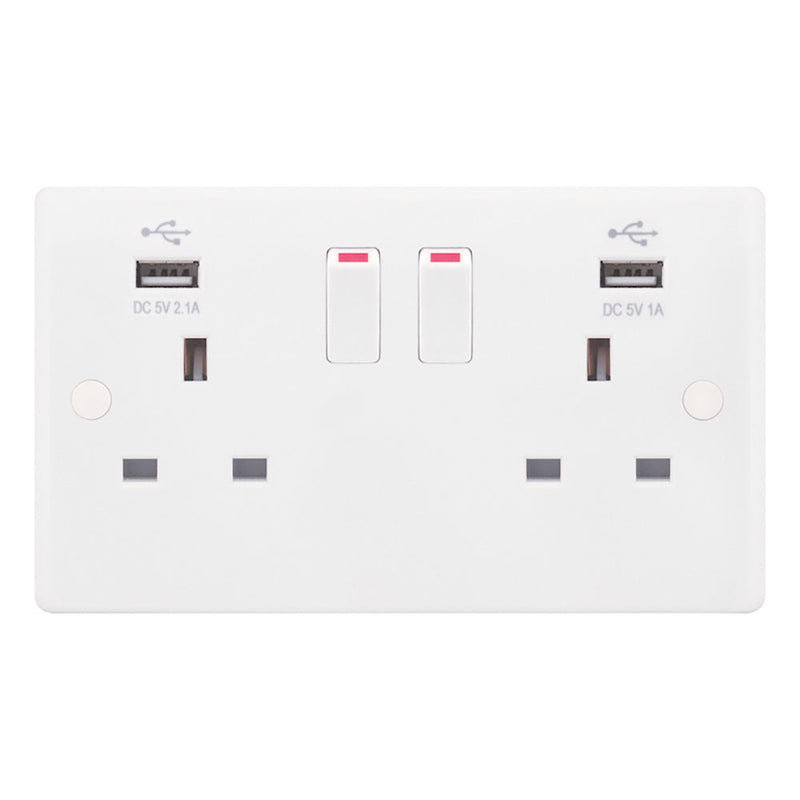 2 GANG SWITCHED SOCKET W/2XUSB