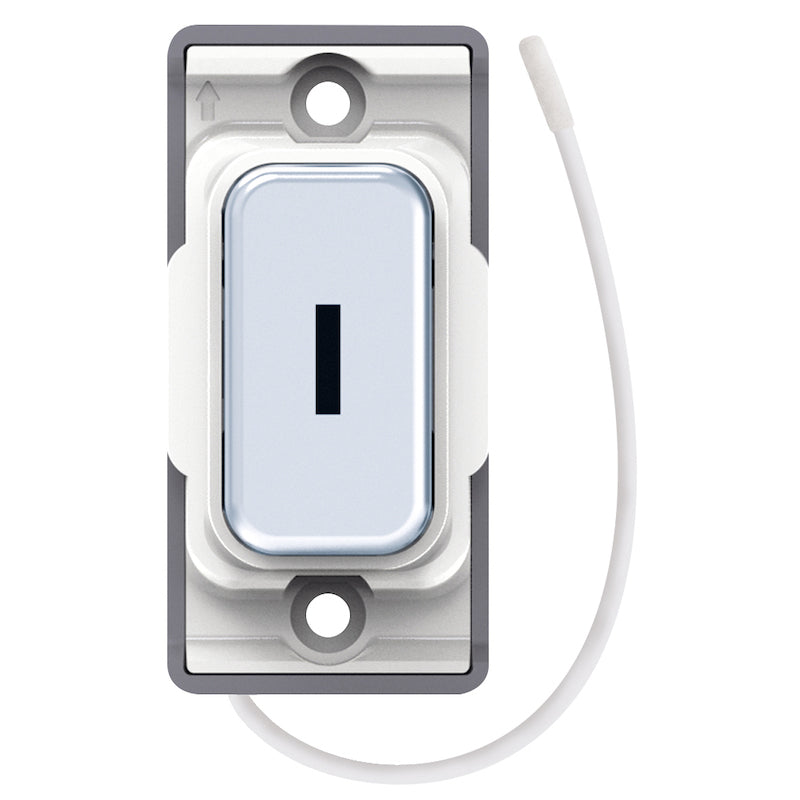 Push On / Off Emergency Key Switch - Polished Chrome with White Insert