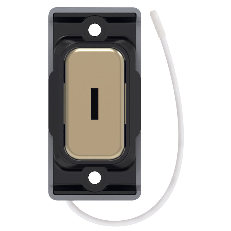 Push On / Off Emergency Key Switch - Satin Brass with Black Insert