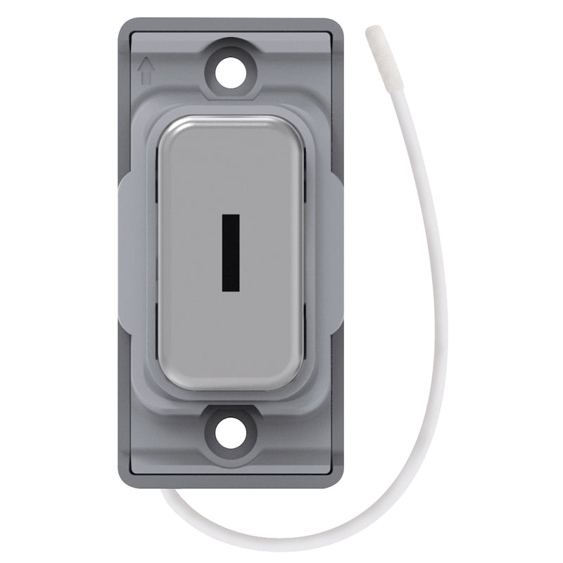 Push On / Off Emergency Key Switch - Satin Chrome with Grey Insert