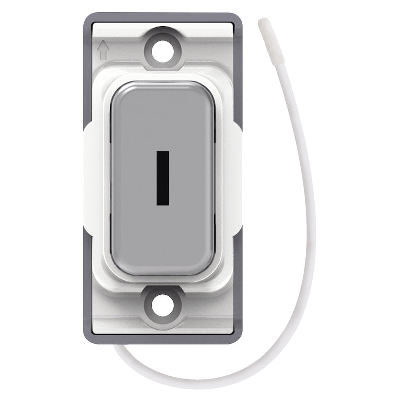 Push On / Off Emergency Key Switch - Satin Chrome with White Insert