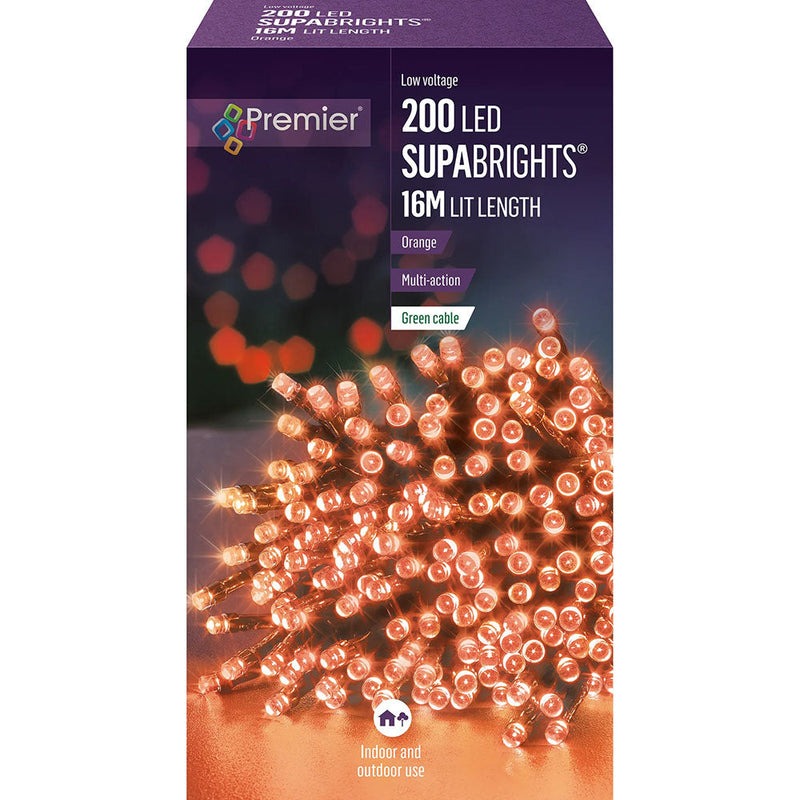 200 Orange Supabrights Multi Action LED String Lights