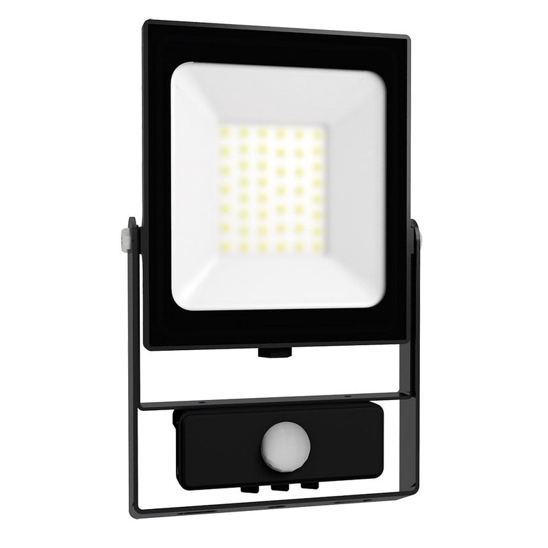 20W LED FLOOD BLK 4000K W/PIR