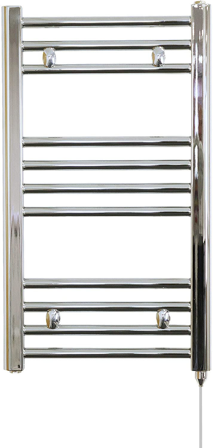 Prefilled Electric Heated Chrome Towel Rail 150w 400mm x 700mm