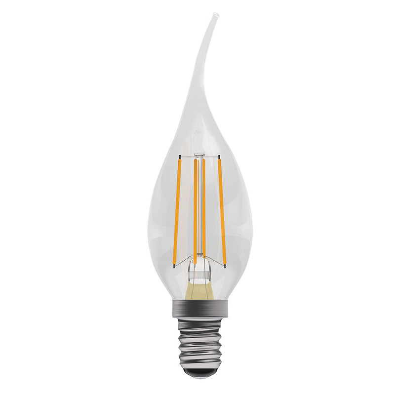 3.3W LED Filament Bent Tip Clear Candle - SES, 2700K