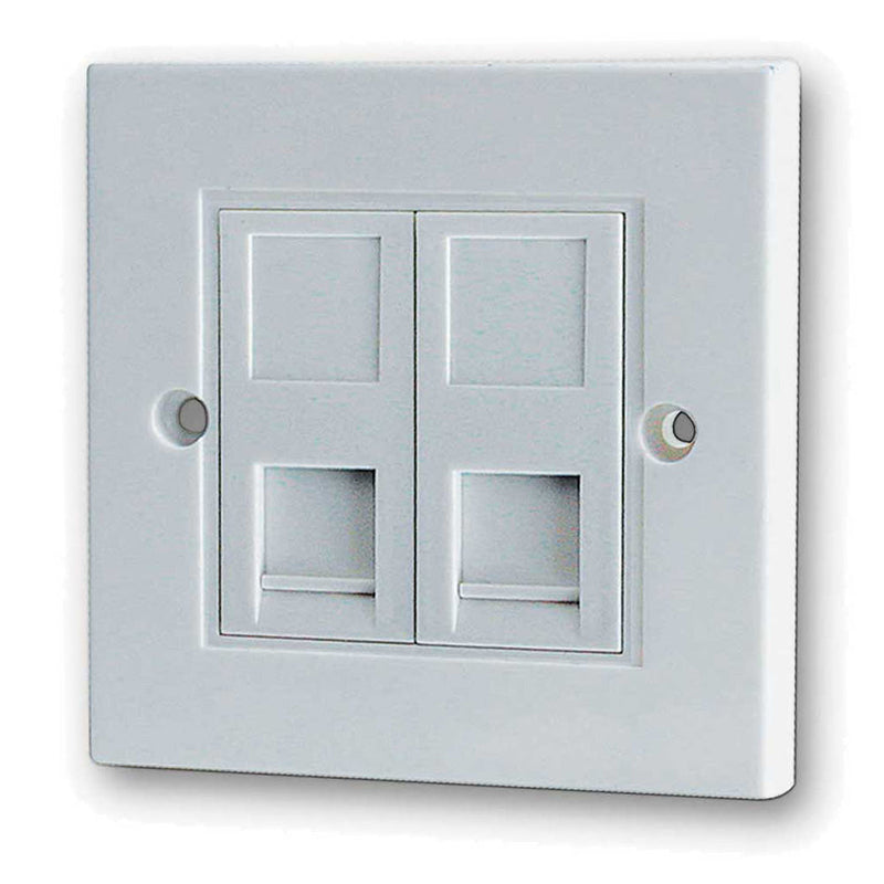 2 Gang CAT5E RJ45 Outlet Plate - White