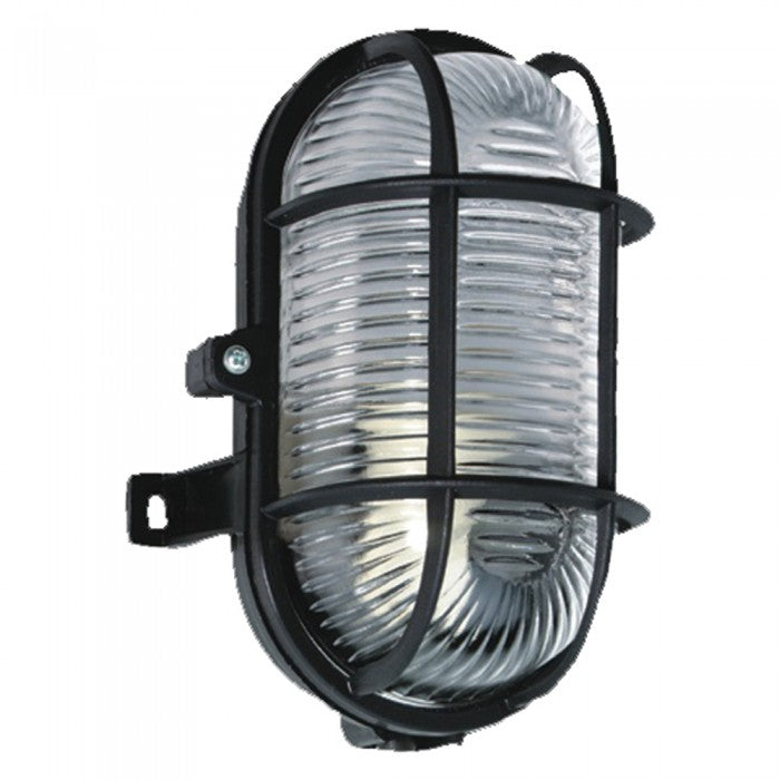 60W ES Oval Bulkhead Light Fitting - Black IP54