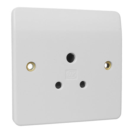 MK Logic Plus 5A Unswitched Round Pin Socket - White