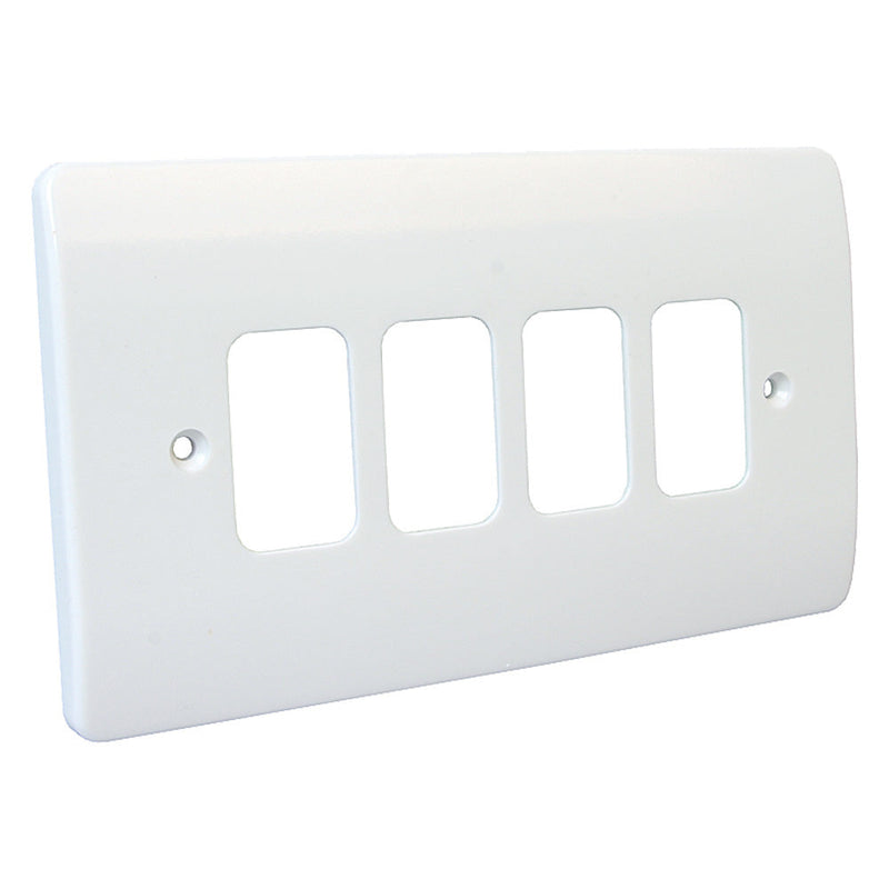 MK Logic Plus 4 Gang Front Plate - White  - White