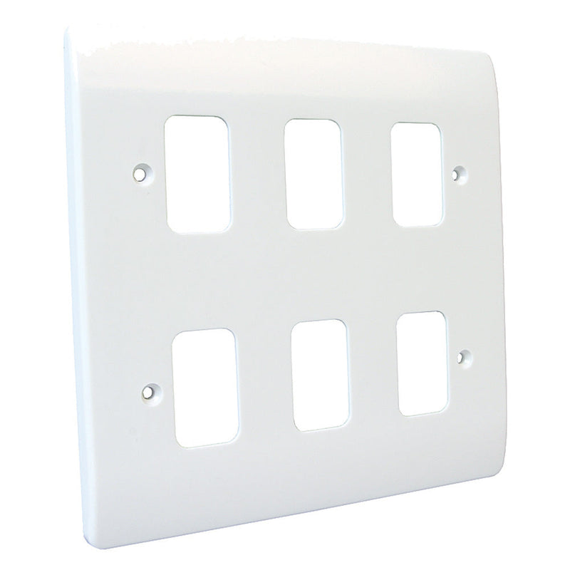 MK Logic Plus 6 Gang Frontplate - White  - White