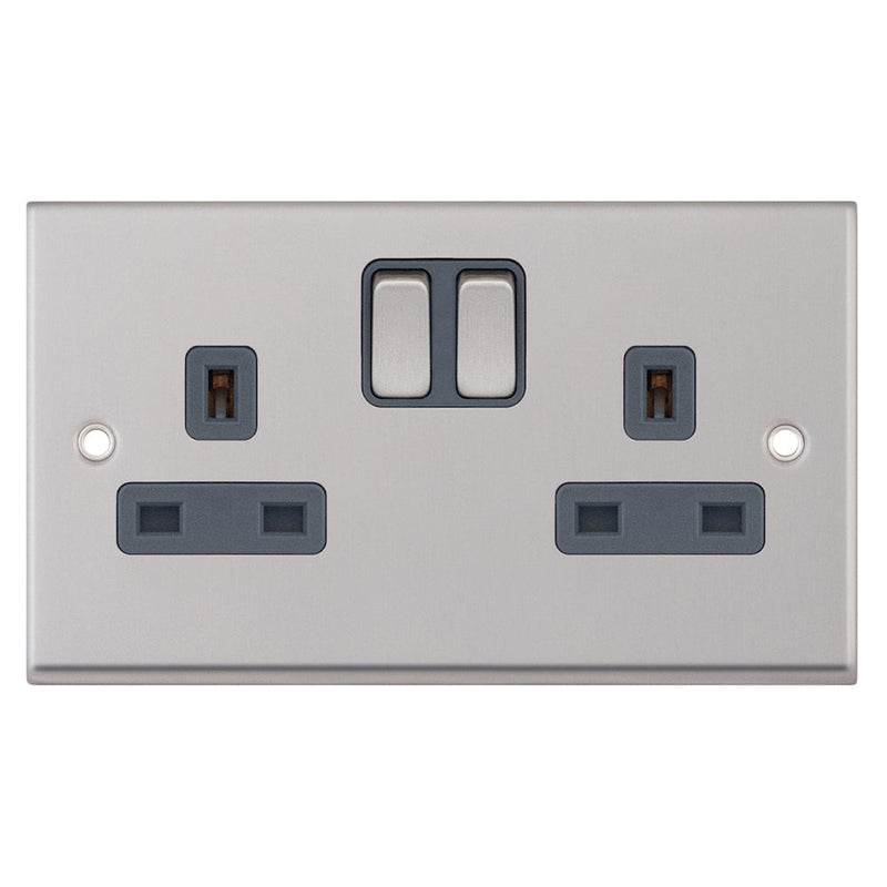 13A 2G Switched Socket Grey