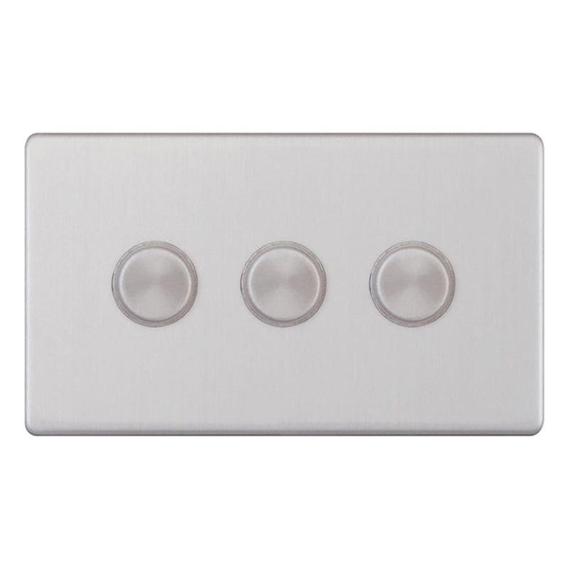 Satin Chrome 3 Gang 2 Way Dimmer Switch