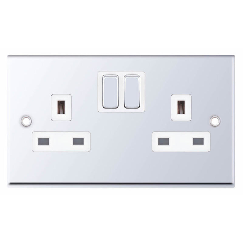 2 Gang 13 Amp Socket SP – Switched White