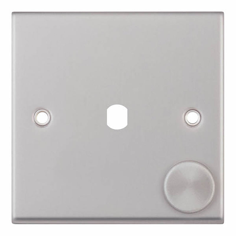 1 Aperture Empty Dimmer Plate with Knob – Satin Chrome