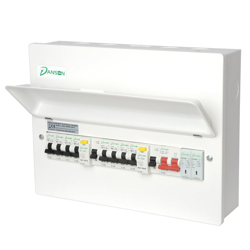 8W 18th Edition Consumer Units 100A + RCD’s + SPD T2 Fully Populated