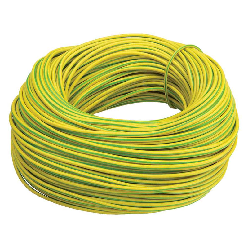 2mm PVC Cable Sleeving - Green / Yellow (Earth) - 100M Drum