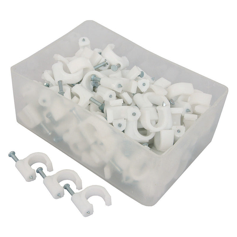 Round Cable Clips 10mm White - 100 IN BOX - SOLD BY BOX