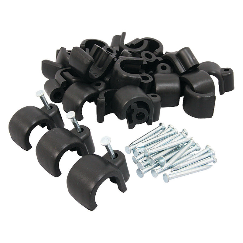 10mm Black Round Cable Clips - Box of 100