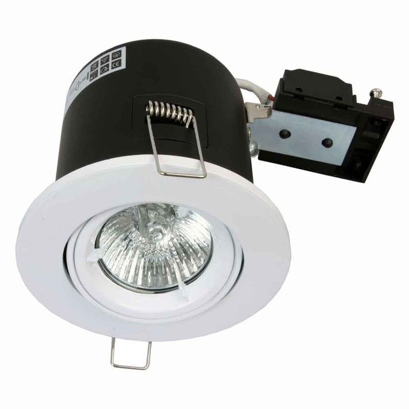 Fire Stop 240v GU10 Adjustable Fire Rated Downlight C/w Lamp - White