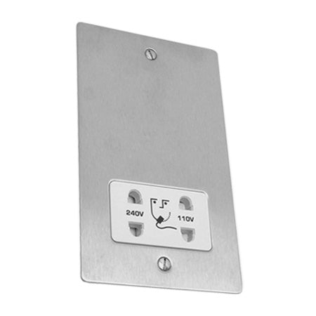 Hamilton Sheer Flat Plate Dual Voltage Shaver Socket - Satin Stainless with White Insert