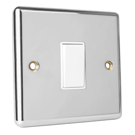 Excel Polished Chrome 1 Gang Intermediate Light Switch - White Insert