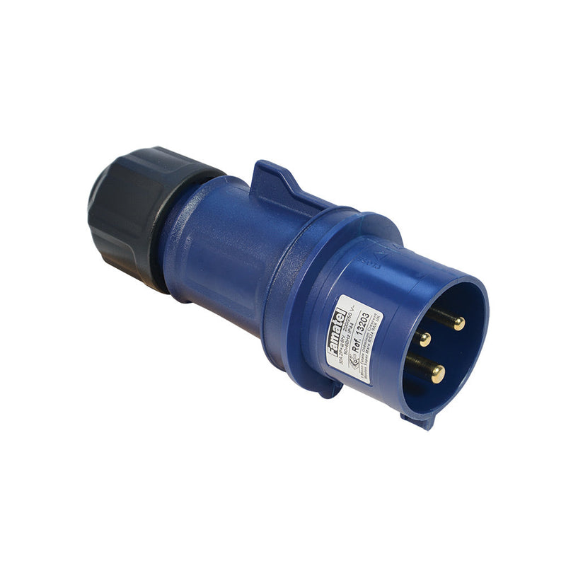 Famatel 32A 240V 2P+E Blue BS4343 IP44 Weatherproof Outdoor Industrial Plug