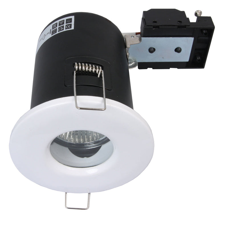 Fire Stop 240v GU10 Shower Fire Rated Downlight C/w Lamp - White