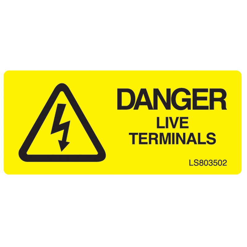 Danger Live Terminals Yellow Black Safety Adhesive Label Sign Sticker