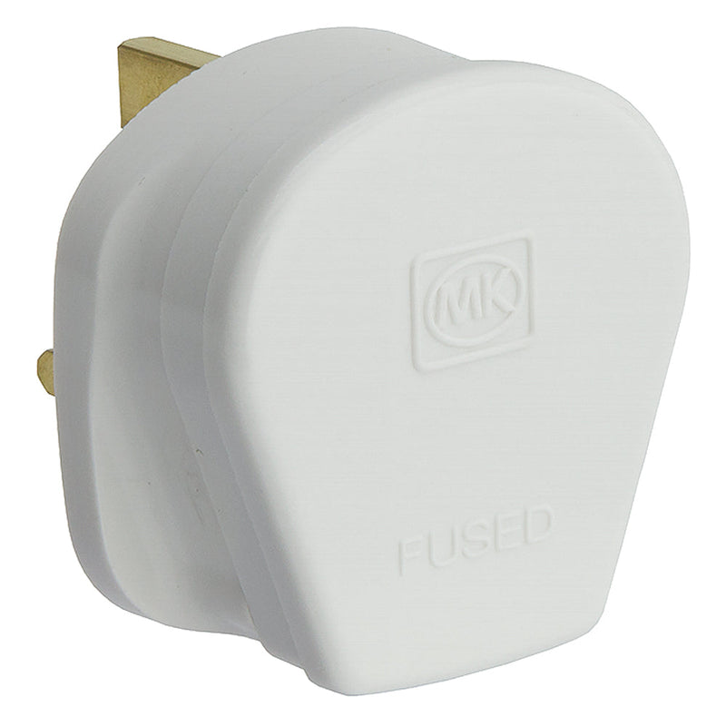 MK 13 Amp Plug Top with Fuse - White