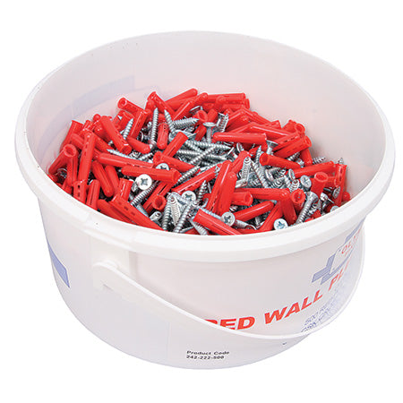 500 Red Wall Plugs & Twinthread Woodscrew Trade Tub