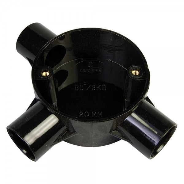 PVC Conduit Tee Box 25mm - Black